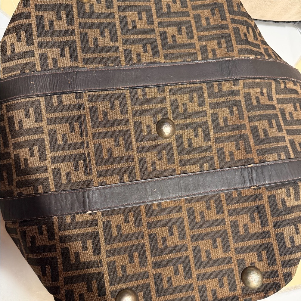 Fendi Brown FF Logo Canvas Duffel Bag - Picture 16 of 16